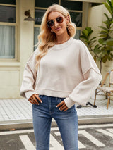 Stylish Short-Length Loose Fit Long Sleeve Sweater | NCS