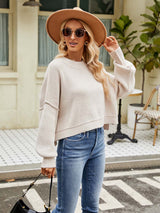 Stylish Short-Length Loose Fit Long Sleeve Sweater | NCS