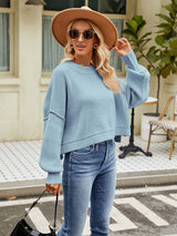 Stylish Short-Length Loose Fit Long Sleeve Sweater | NCS
