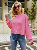 Stylish Short-Length Loose Fit Long Sleeve Sweater | NCS
