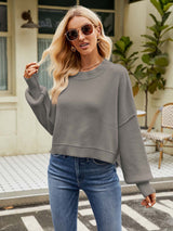 Stylish Short-Length Loose Fit Long Sleeve Sweater | NCS
