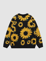 Sunflower Pattern Embroidery Knit Sweater | NCS