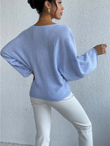 Sweet Floral Bell Sleeve Loose Knit Top | NCS
