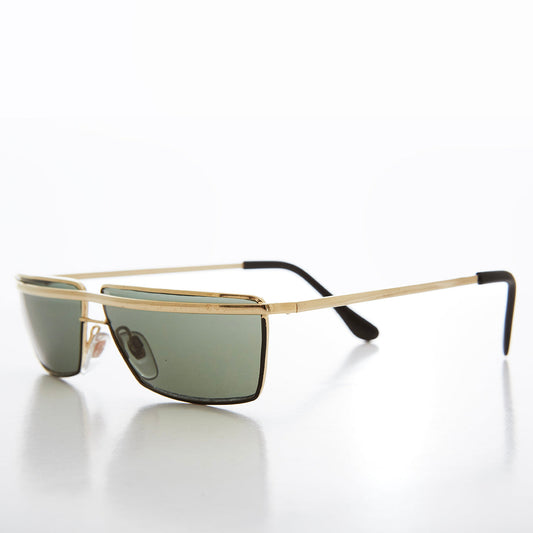 Futuristic Rectangle Gold Brow Sunglasses - Tilly