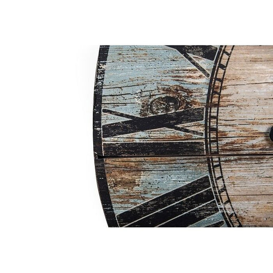 Turquoise Oversized Distressed Paris Wood Wall Clock-1