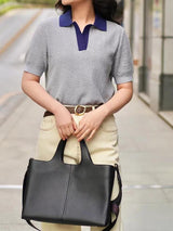 Tightly Woven Cotton Knit Polo Sweater Suit | NCS