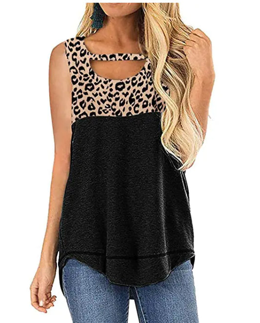 Women's Retro Style Color Block Leopard Print Top