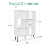 Mid Century Modern Style Bookcase Storage Shelving Unit in White Wood Finish-0