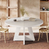 Modern Kitchen Round Circular Dining Table in White Wood Finish-1