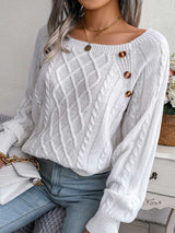 Women's Casual Solid Cable Knit Sweater | NCS