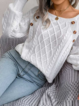 Women's Casual Solid Cable Knit Sweater | NCS