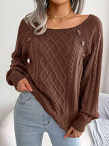 Women's Casual Solid Cable Knit Sweater | NCS