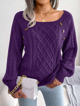 Women's Casual Solid Cable Knit Sweater | NCS