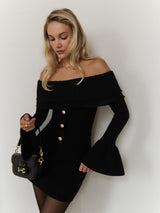 Off-Shoulder Ruffle Slim Sweater