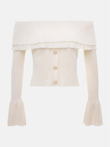Off-Shoulder Ruffle Slim Sweater
