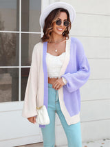 Plus Size Colorblock Knitted Cardigan