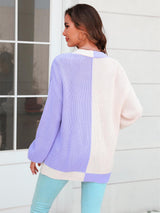 Plus Size Colorblock Knitted Cardigan