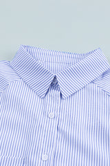 Stripe Smocked Long Sleeve Button-Up Shirt