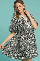 Umgee Abstract Print Puff Sleeve Dress – Bold & Feminine Plus Size - Femstylo