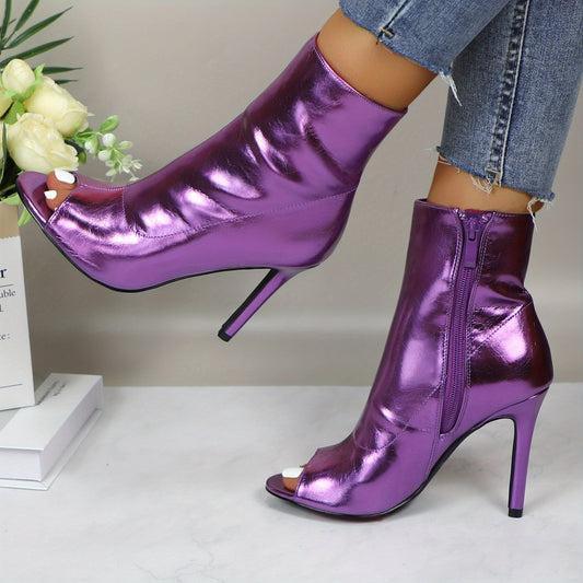 70's Inspired Metallic Stiletto Boots