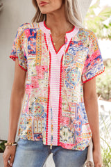 Deborah Print Short Sleeve Blouse