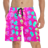 Pink Alien Vapor Glitch Swim Shorts