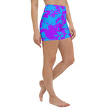 Purple and Blue Paint Splatter Rave Ready Yoga Shorts w/ Inside Pocket