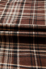 Plaid Quarter-Button Patchwork Long Sleeve Hooded Blouse