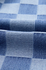 Checker Denim Wide Leg Jeans