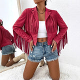 Retro-Edge V-Neck Fringe Jacket