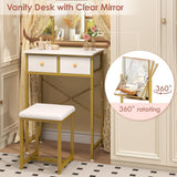 White Ultra Premium Vanity Desk With Exquisite Mirror-3