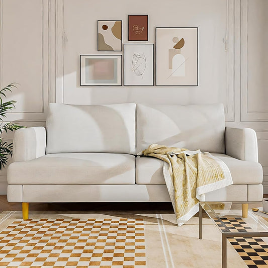 Beige Loveseat Sofa with USB Ports for Comfort-0