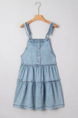 Denim Frill Tiered Flowy Dress
