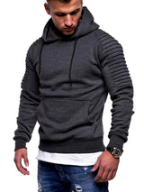 Men's Striped Pleated Raglan Sleeve Hoodies