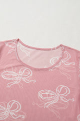 Bow Tie Mesh Long Sleeve Top