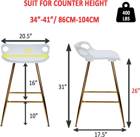 Stylish Gold Bar Stools Set of Two with Footrests-1