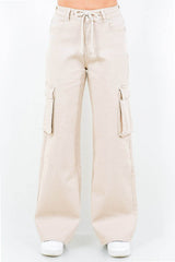 American Bazi Full Size Drawstring Wide Leg Cargo Pants Plus Size