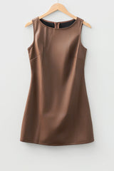 Vegan Leather Sleeveless Mini Dress
