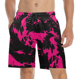 Pink and Black Paint Splatter Swim Shorts