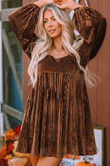 Velvet Tie-Back Square Neck Babydoll Dress