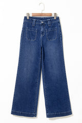 Denim Patch Pocket Wide Leg Jeans