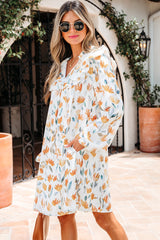 Katherine Floral Tie Neck Frilled Long Sleeve Dress