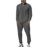 Casual Zipper Long Sleeve Men's Coat Trousers Suit