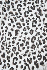 White Leopard Frayed Hem Denim Shorts