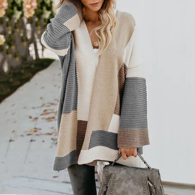 Women's  Classic Geometric Color Block Cardigan