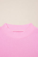 Plus Size Solid Ruffle Tiered Ribbed Crewneck Top