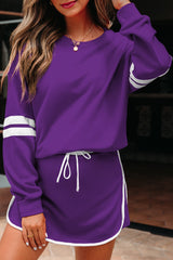 Varsity Stripe Pullover and Mini Skirt Set
