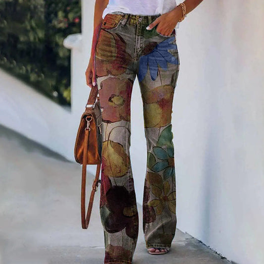 All Sizes 70's Style Women's Floral Boho Pants