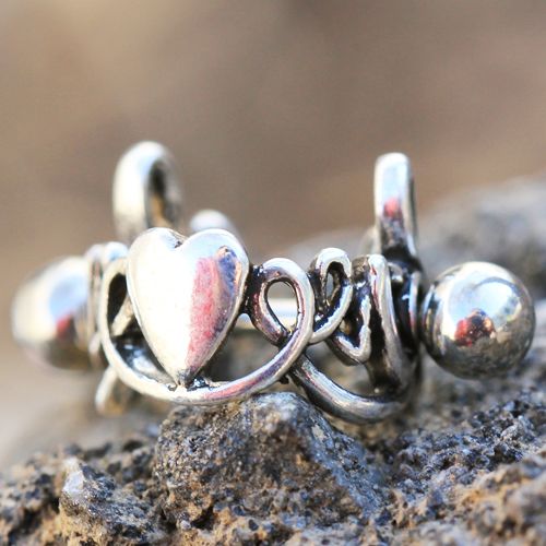 316L Stainless Steel LOVE Script with Heart Cartilage Ear Cuff-1