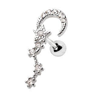 316L Stainless Steel Moon and Star Sign Cartilage Earring-1